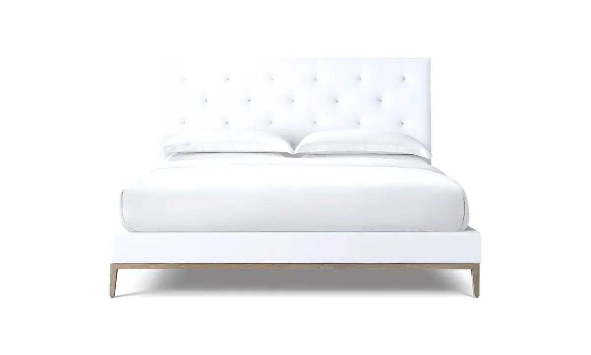 Venice Diamond-Tufted Panel Platform Bed, Oak Base bed