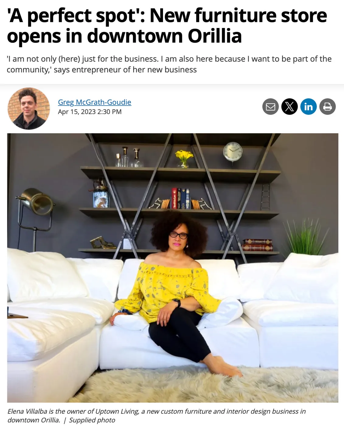 OrilliaMatters article: A perfect spot, new furniture store opens in downtown Orillia